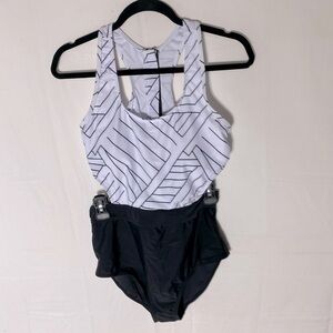 5/$25 Women’s Black & White Halter Style One Piece Bathing Suit Swim Suit L